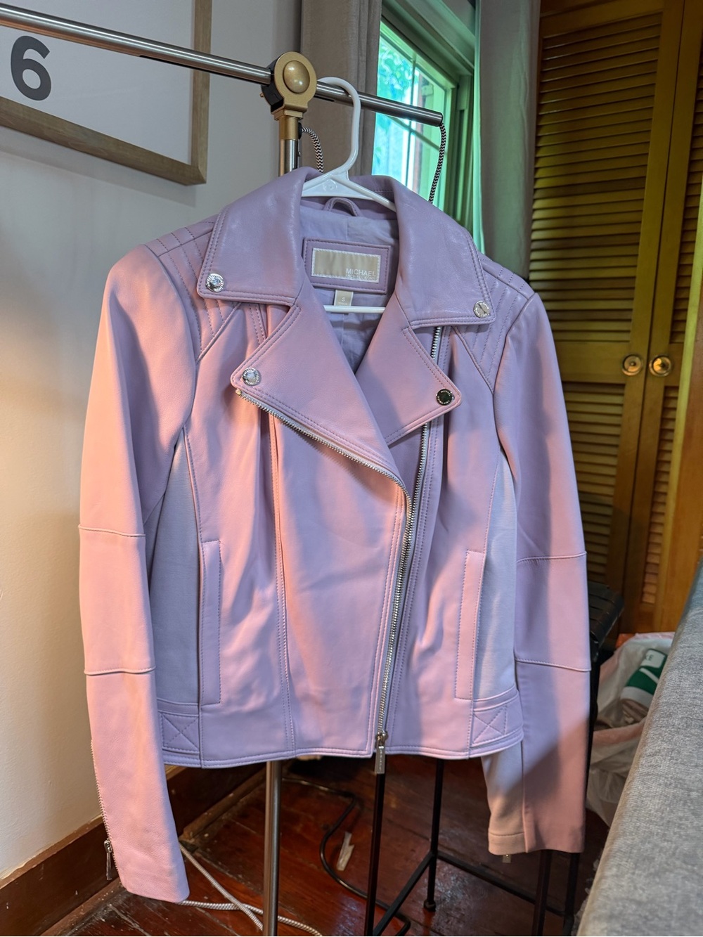 MICHAEL Michael Kors Lilac Leather Moto Jacket